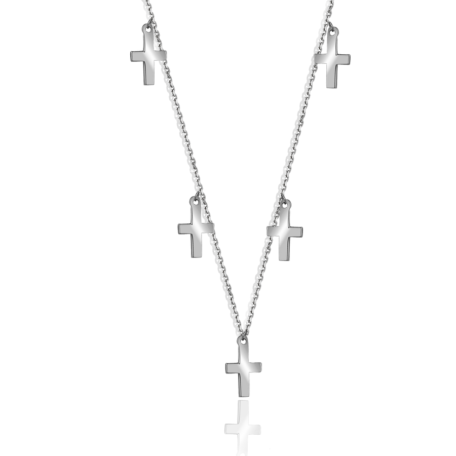 Серебряное колье с крестиками  Cross