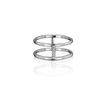 Серебряное кольцо дорожки в стиле минимализм с фианитами