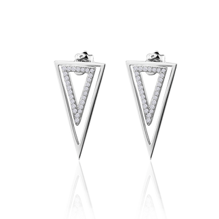Серебряные серьги треугольники с фианитами Dakota