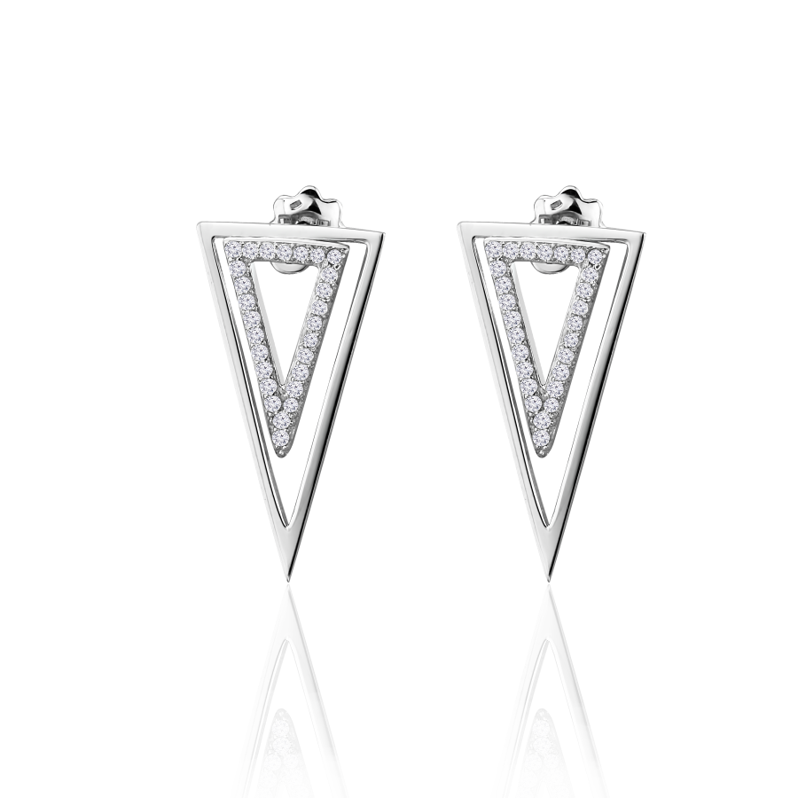 Срібні сережки трикутники з фіанітами  Dakota