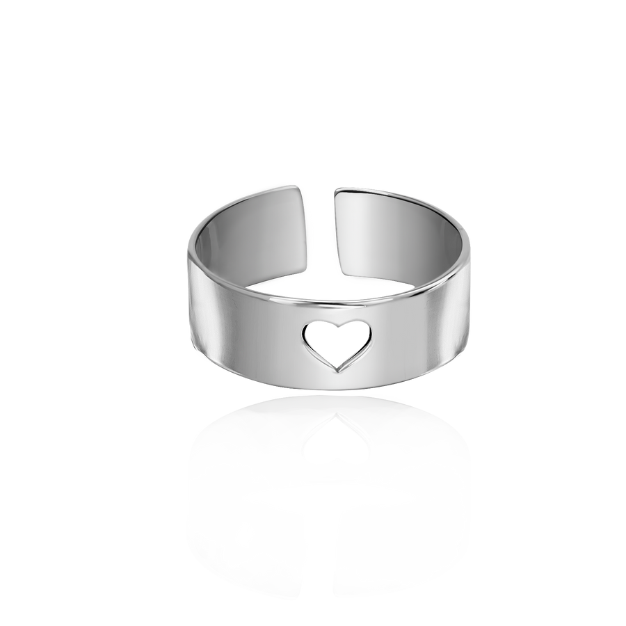 Серебряное кольцо на фалангу с сердцем