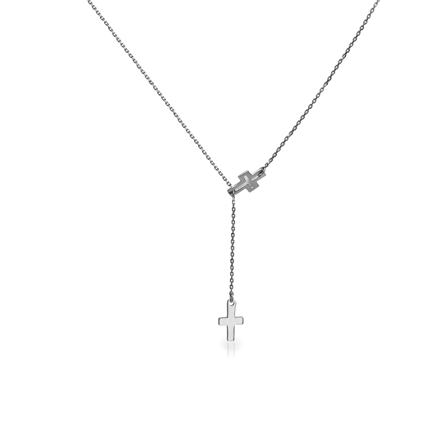 Серебряное колье галстук с крестиками Cross