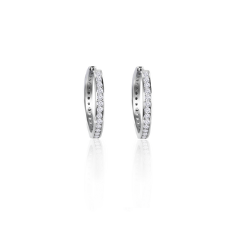 Серебряные серьги кольца с фианитами Jade