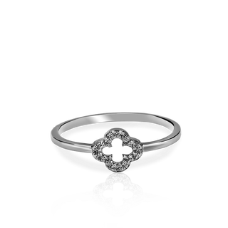 Серебряное кольцо с клевером и фианитами