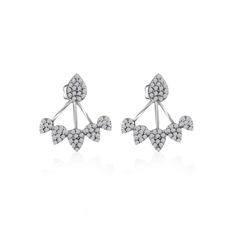 Срібні сережки джекети з фіанітами Crown