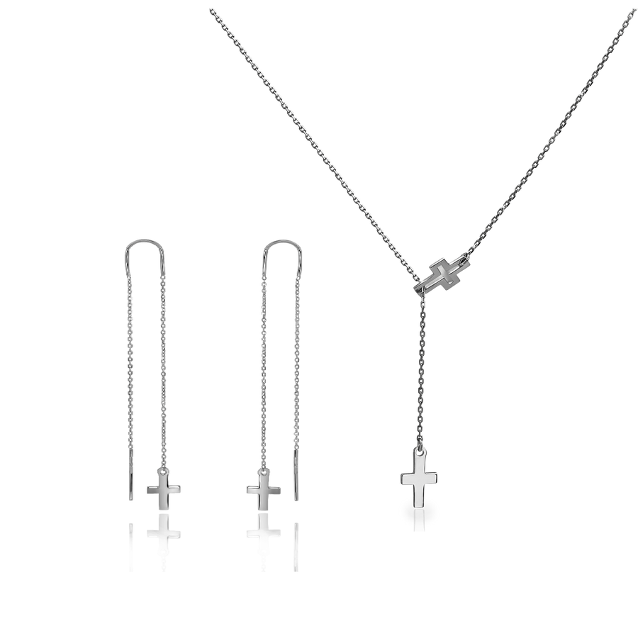 Срібний комплект з хрестиками Cross