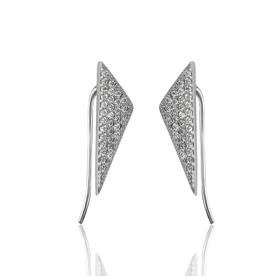 Срібні сережки каффи трикутники з фіанітами Delight
