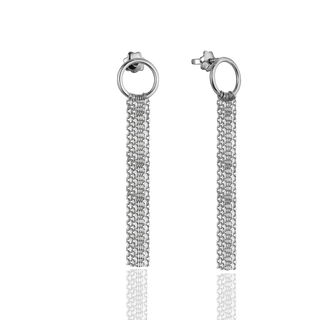 Срібні сережки пусети з ланцюжками