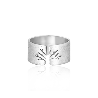 Широкий срібний перстень з деревом  Wisdom tree