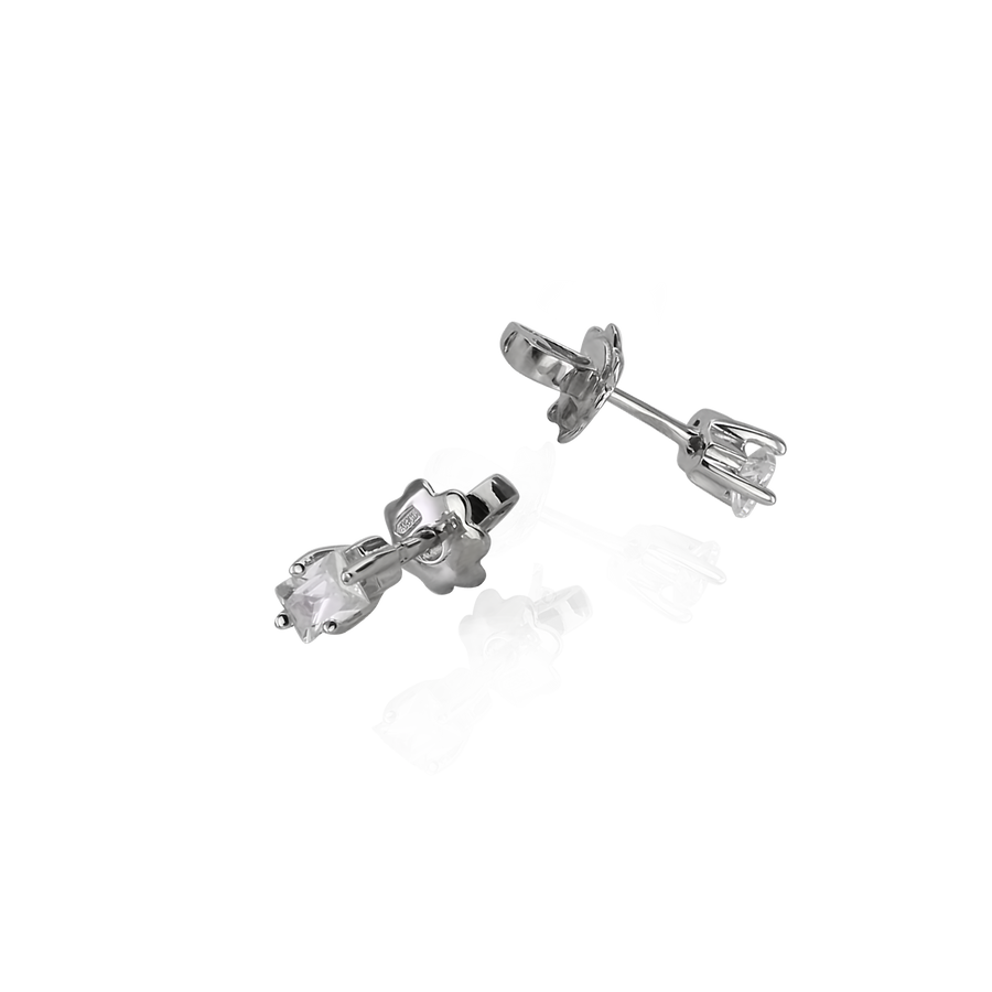 Срібні сережки гвоздики с квадратним камінцем Kaya