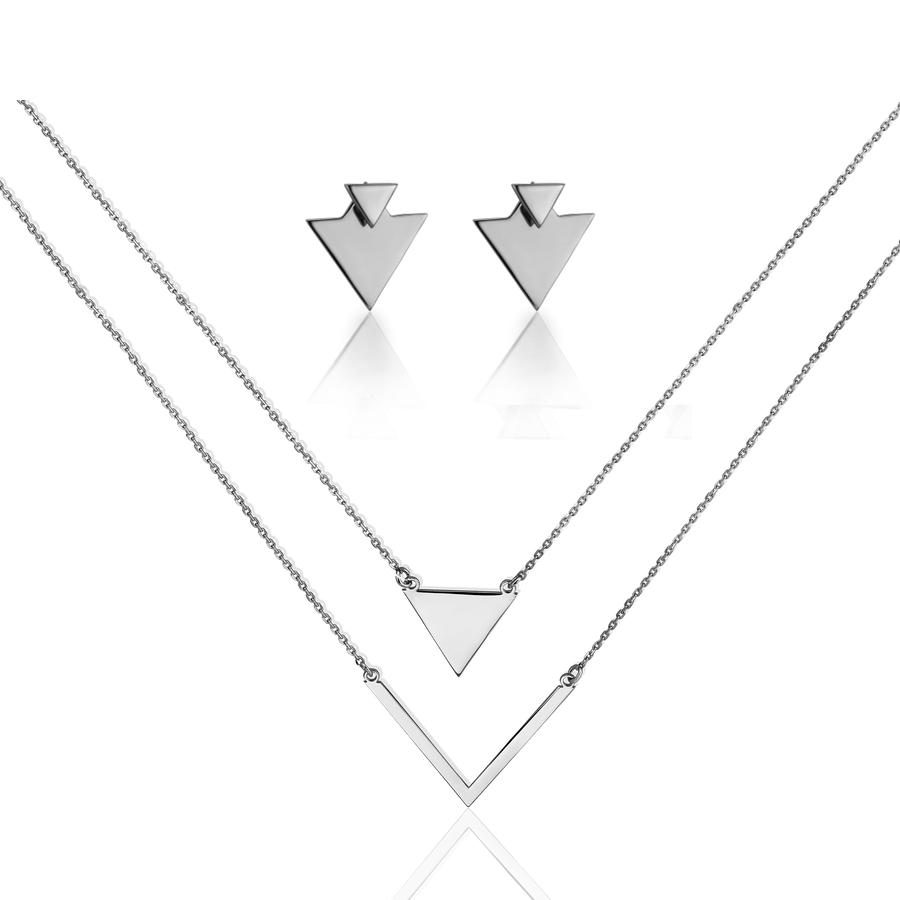 Срібний комплект з трикутниками Delta