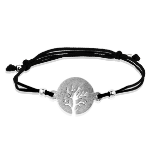 Срібний браслет на ювелірній нитці матове дерево Wisdom tree