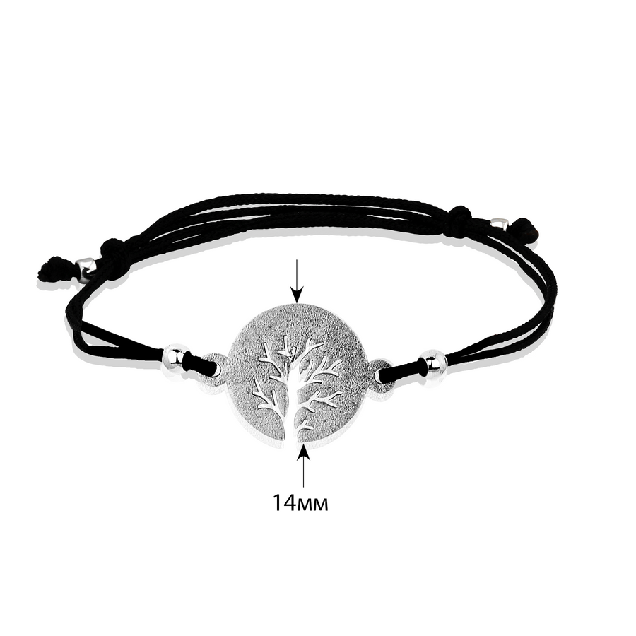 Срібний браслет на ювелірній нитці матове дерево Wisdom tree